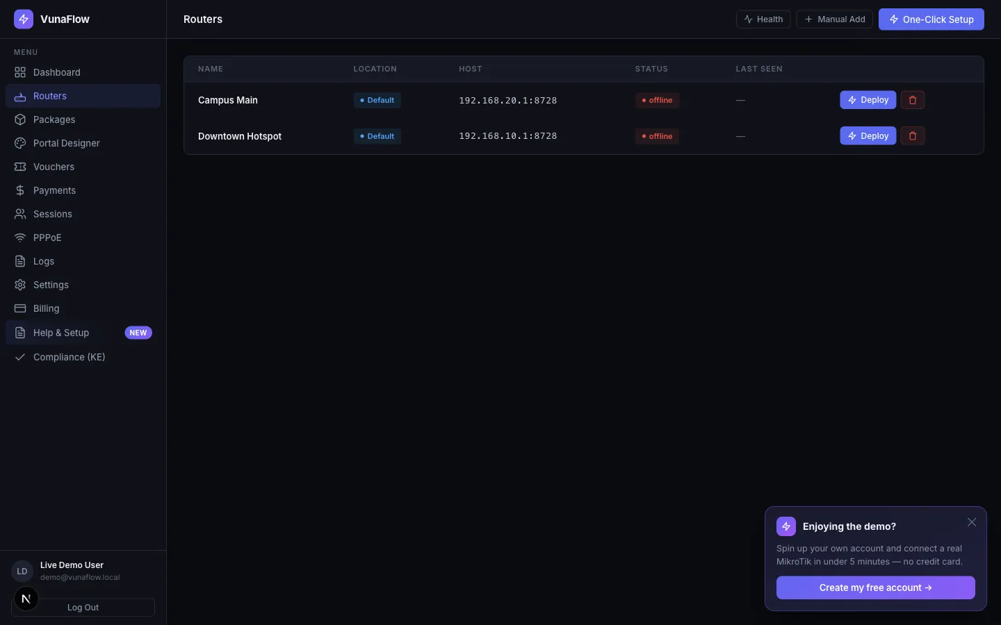 Routers page